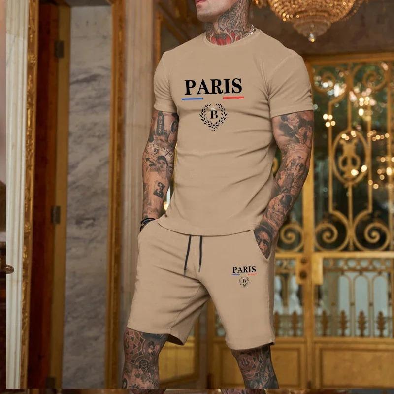 

New York T-shirts Short Pants 2-Piece Suit Men Summer Fashion Short Sleeve XXXL
