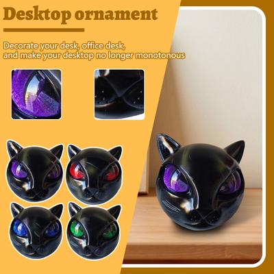 Escultura de Lujo de Piedra de Gatos Negros, Elegante Decoración para el Hogar y Pieza de Arte Lista para Regalo, Regalos Para Amantes de los Gatos Mujeres Hombres