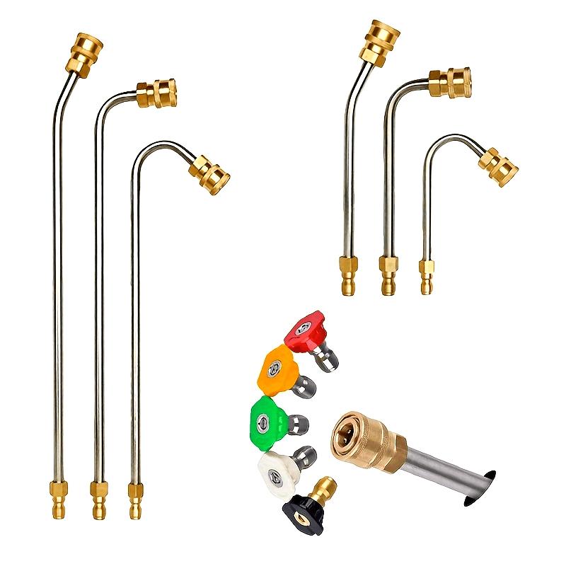High Pressure Car Wash Water Gun Elbow, Stainless Steel U-Bend Rod with Quick Connect 1/4" Right Angle Extension