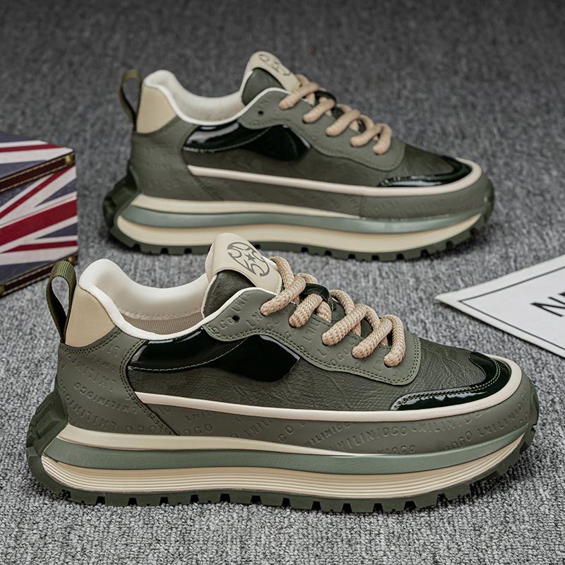 Men's Shoes New Four Seasons Casual Sneakers Thick Sole Height-increasing Casual Shoes British Street Style Wear-resistant Shoes