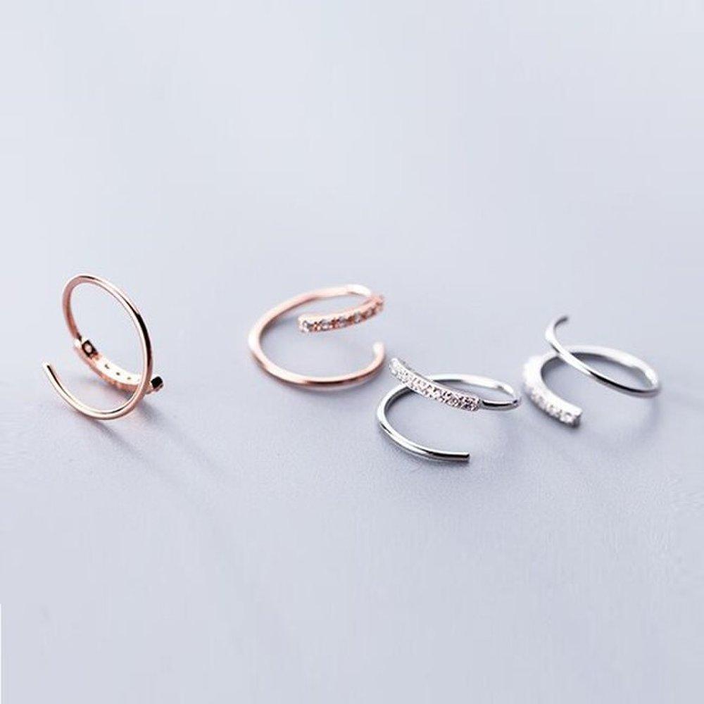Hermosa:J E072 925 Silver Earrings Rose Gold Cubic Mini Hoop Earrings