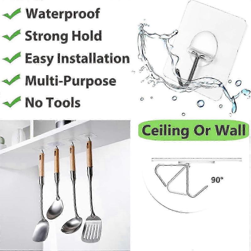 Hängende Hochleistungs-Haken Selbstklebende Handtuch-Mantel-Haken Wasserdichter Transparenter Haken für Badezimmer Dusche Küche Schlüssel Verbesserung Nützlicher Haken,fl