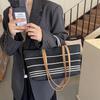 New niche naval striped canvas large shopping bag tote bag shoulder handbag women's bag