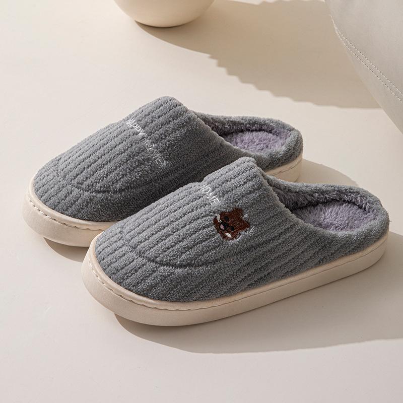 Cotton slippers women autumn and winter couple home slippers indoor confinement shoes warm cotton shoes non-slip cotton drag men's winter models