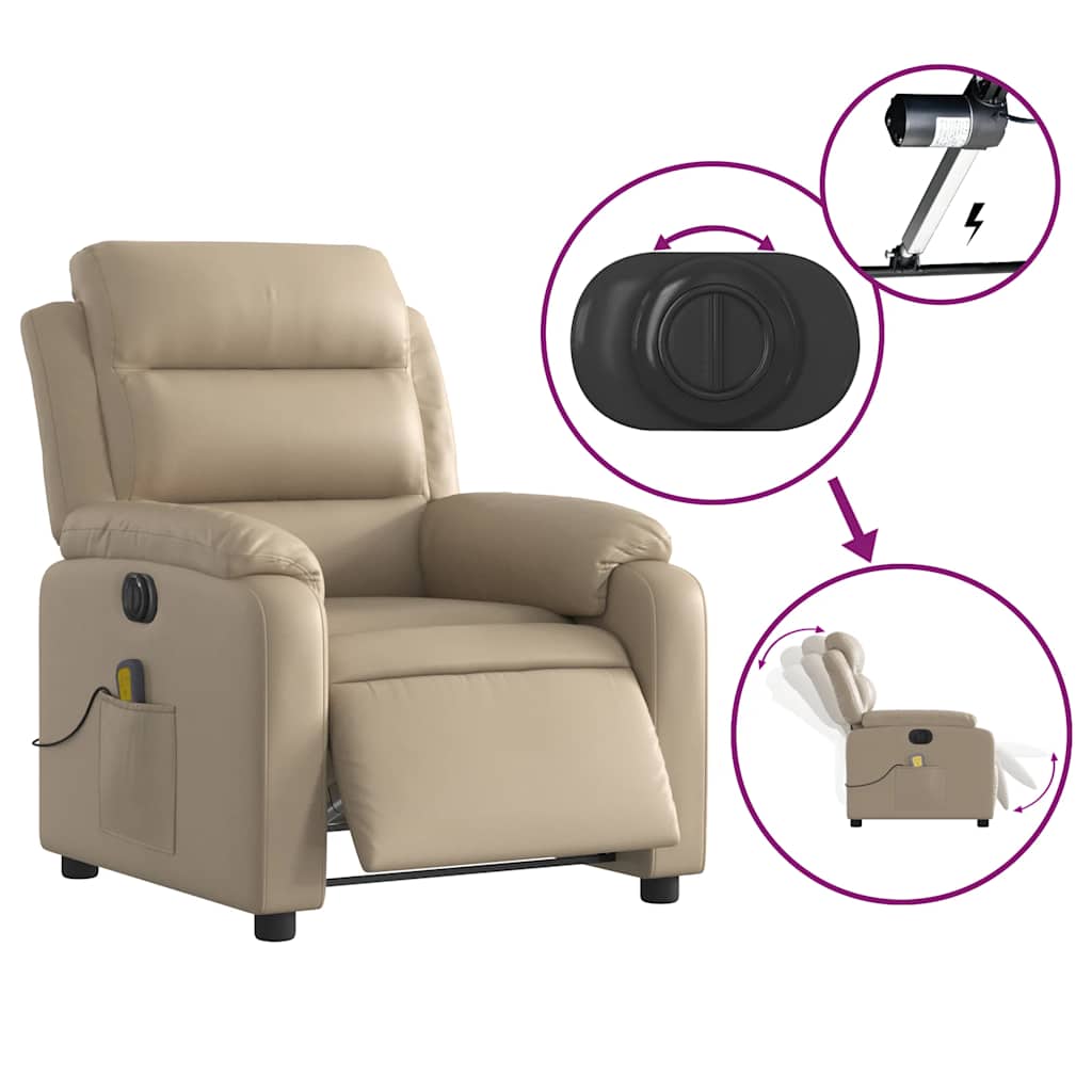 Electric Massage Recliner Cappuccino Brown Faux Leather