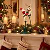 Festive Mantel Decoration Wobbly Santa on Reindeer Christmas Figurine, Metal Balancing Tabletop Decor, Table Decor Swinging Statue for Shelf