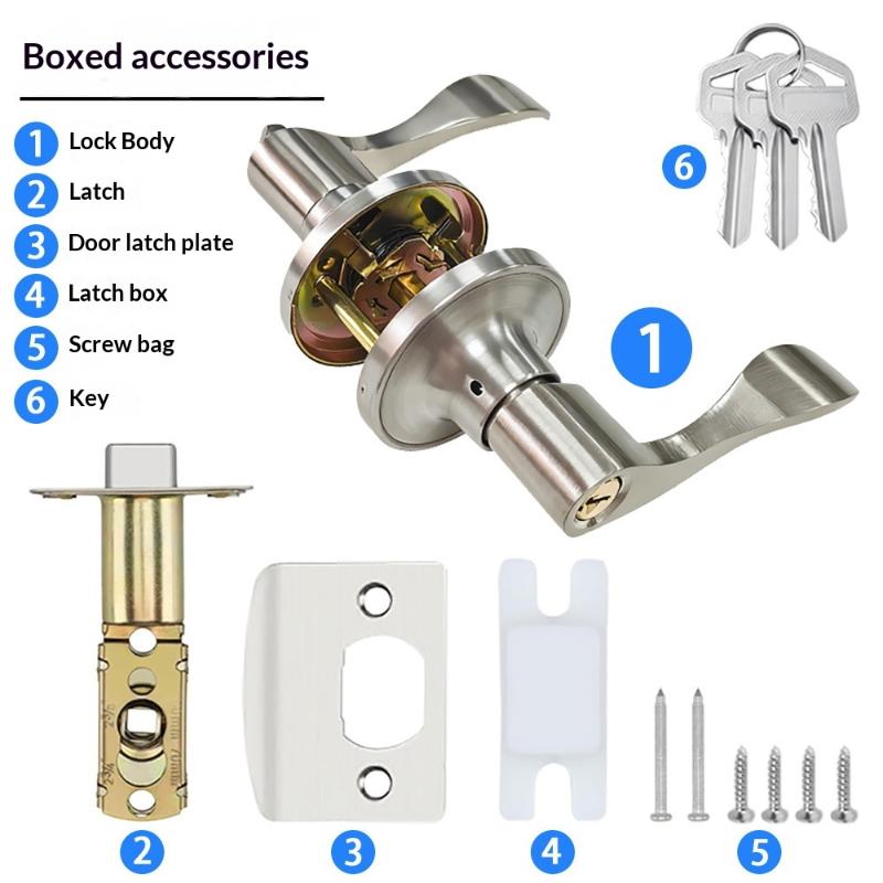 Door Handle Lock Round Entry Security Privacy Sliding Front Doors Entrance Keyed Locks For Bedroom Living Room Household