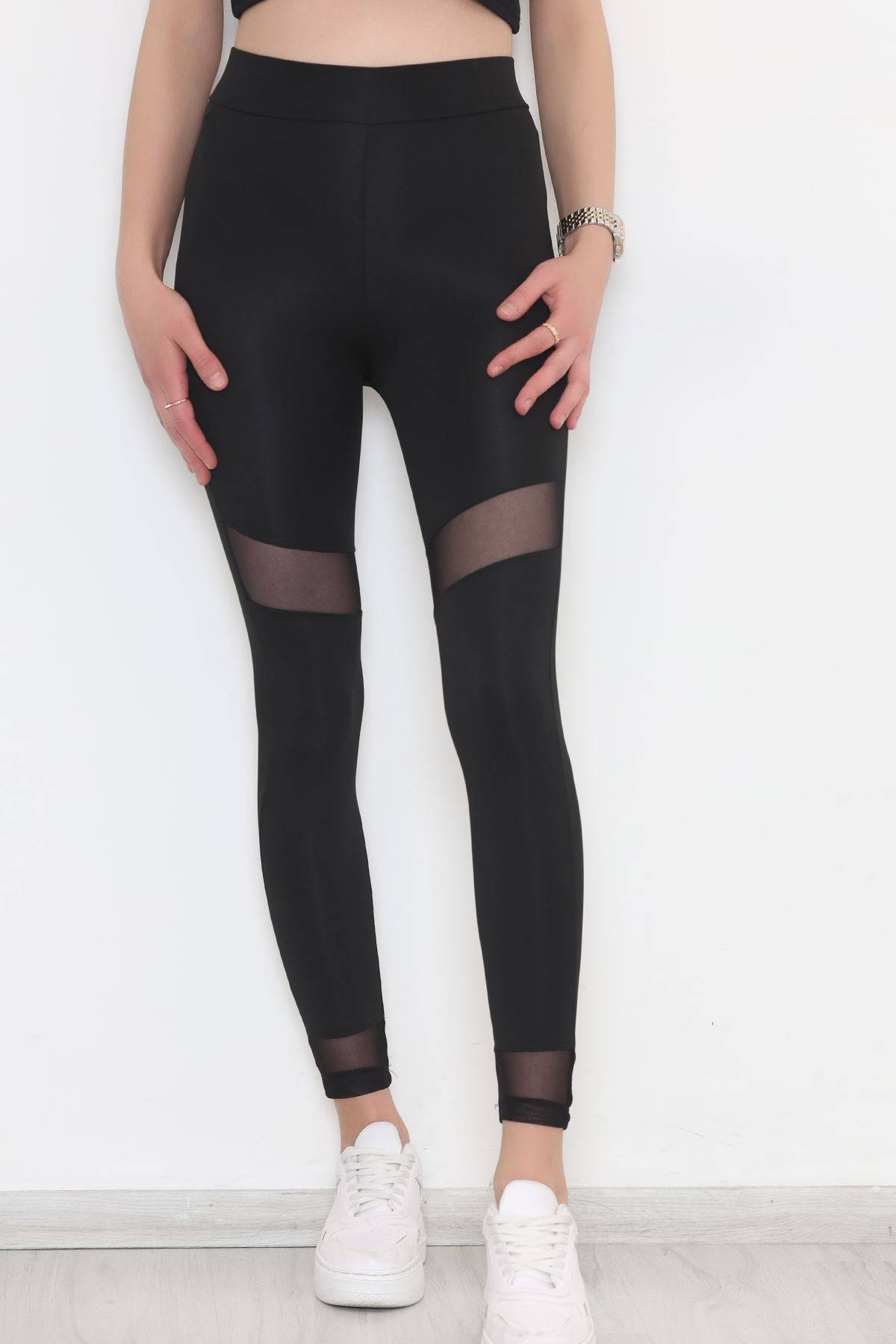 

Above Knee and Leg Tulle Detailed Leggings Black
