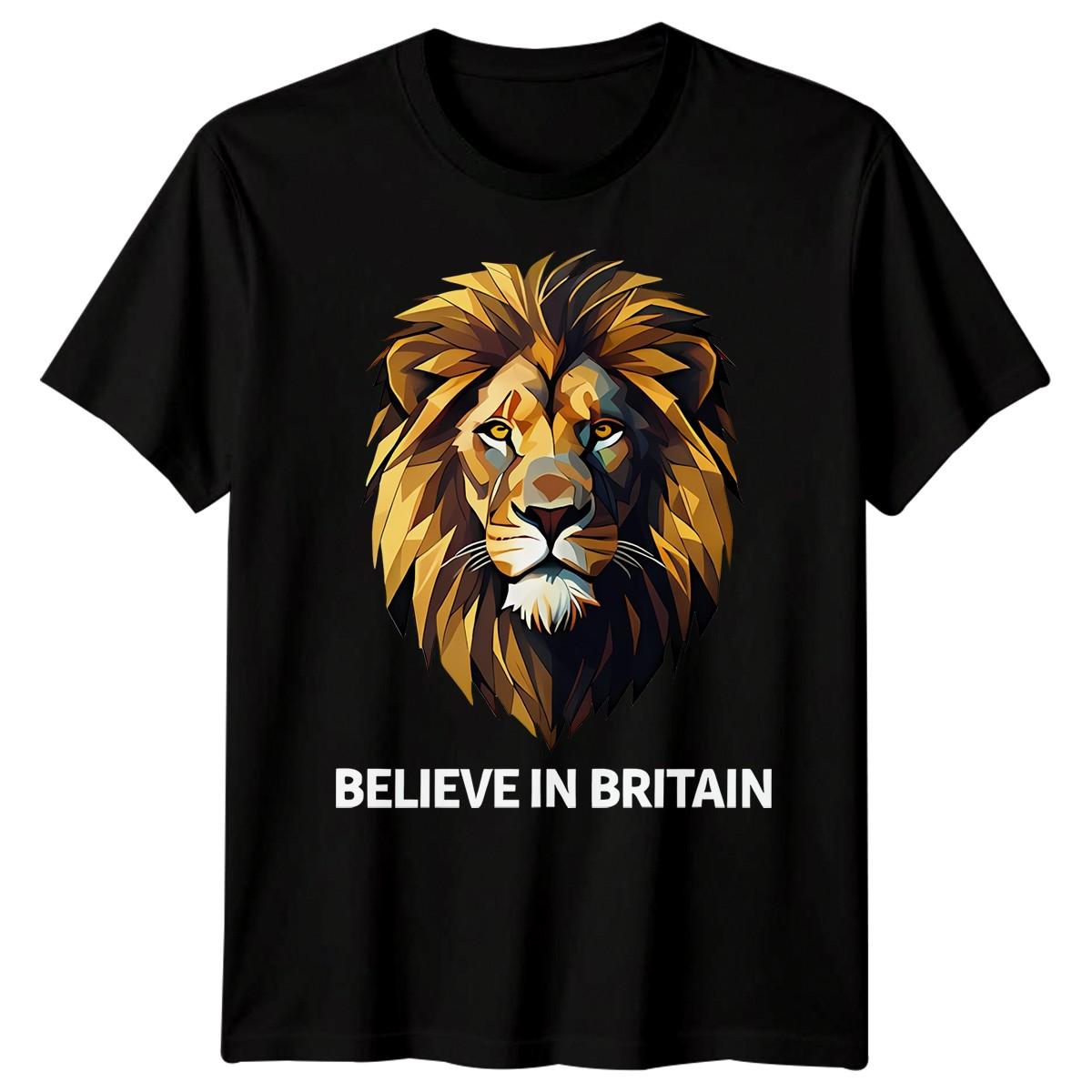 

Believe In Britain Lion United Kingdom Countries Mens 100% Cotton T-shirt Mens Tees Top Womens Graphic Tee S