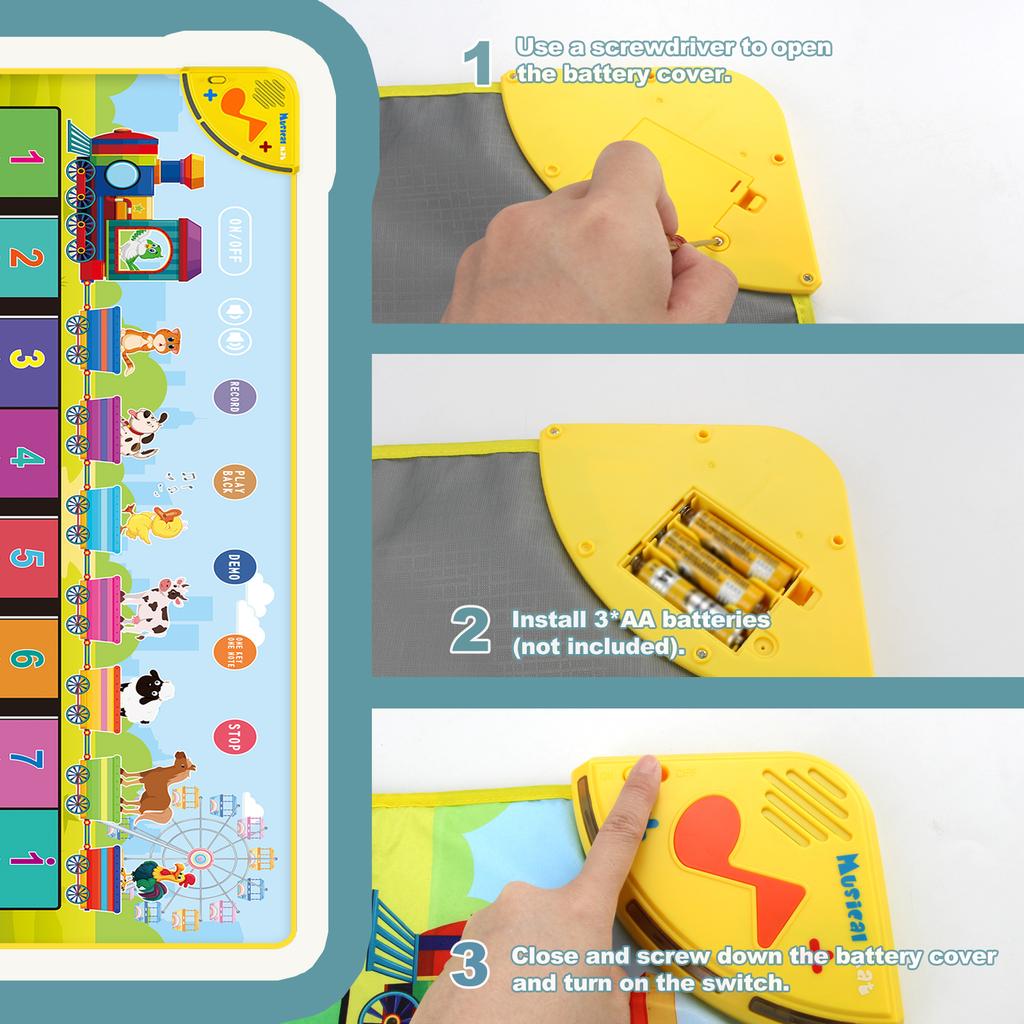 100x38cm Kid Animal Music Piano Mat Toddlers Floor Keyboard Dance Mat 13 Key Kid Musical Toys Educational Toys for Kid Gifts