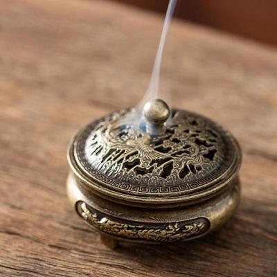 1PC Retro Opper Incense Burner Twelve Zodiac Signs Burner Brass Incense Holder With Cover Sandalwood Cense Buddhism Home Decor