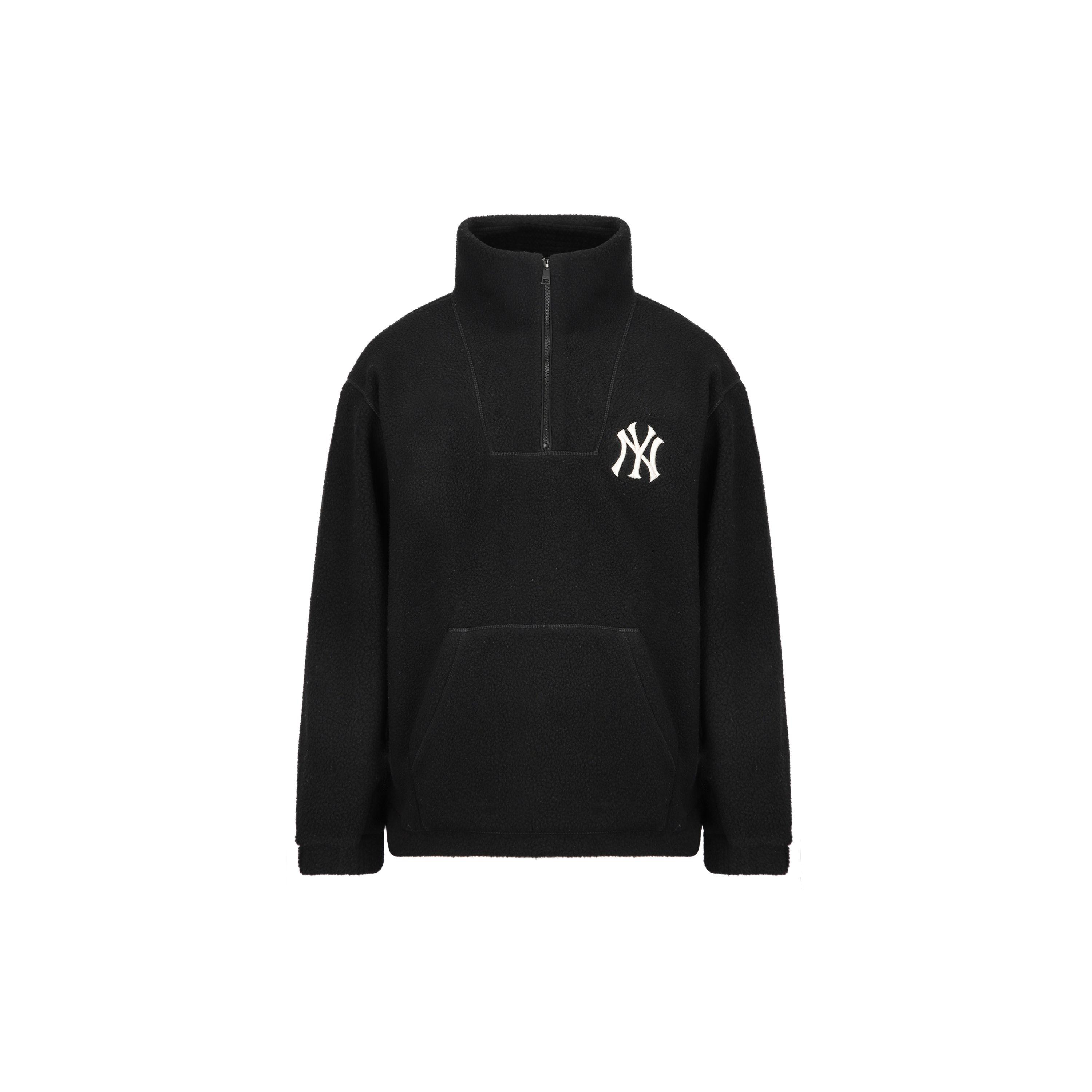 MLB New York Yankees Logo Sweat à capuche Sherpa Coupe ample Unisexe Noir 3AMTF5216-50BKS L