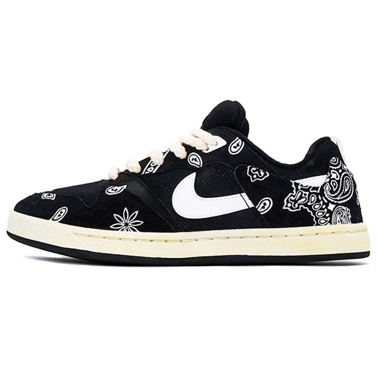 Nike SB Alleyoop Leather Slip Resistant Abrasion Resistant Low top Skateboard Shoes Unisex Black White J0882-001(Team-) 43