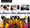 4Pcs Shower Curtain Set with Non-Slip Bath Mat, Toilet Lid Cover, Contour Rug & 12 Hooks, Bathroom