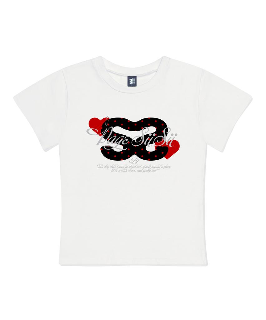 PAGESIISII Sisi Collage Print Slim Fit Short Sleeve T-Shirt Ivory