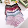 4pcs/SET Women's Lace Hollow Out Boyshorts Underwear Sexy Floral Print Panties Female Low Waist Perspective Lingerie BoxerShorts