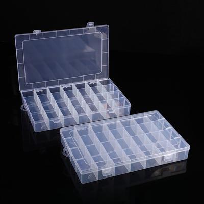 Large Removable 28-Grid Transparent Plastic Storage Box, Beaded Broken Diamond Sorting And Finishing Box, Multi-Grid Sub-Packaging Parts Box.