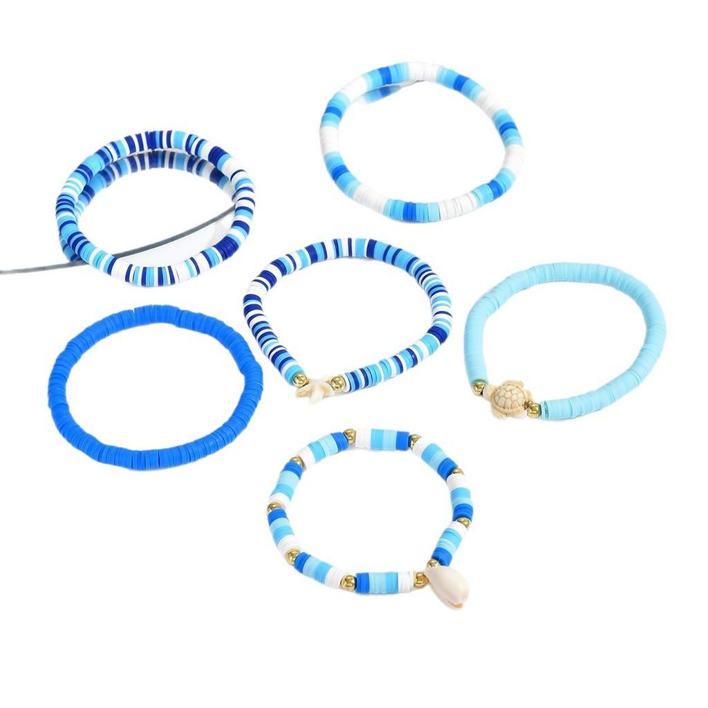 Bohemian Ocean Style Handmade Soft Clay Bracelet With Shell Beads For Summer Travel Gift