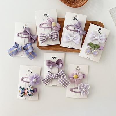 Purple Cute Bow Knotted Hair Clips Little Girl Hair Accessories Girls Red Clips Baby Hair Pins Children Hair Clips Gifts