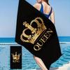 2Pcs Crown Couple Beach Towel Pink And Blue Couple Beach Towel Microfiber Beach Towel Quick-Drying Travel Companion, Gym Towel