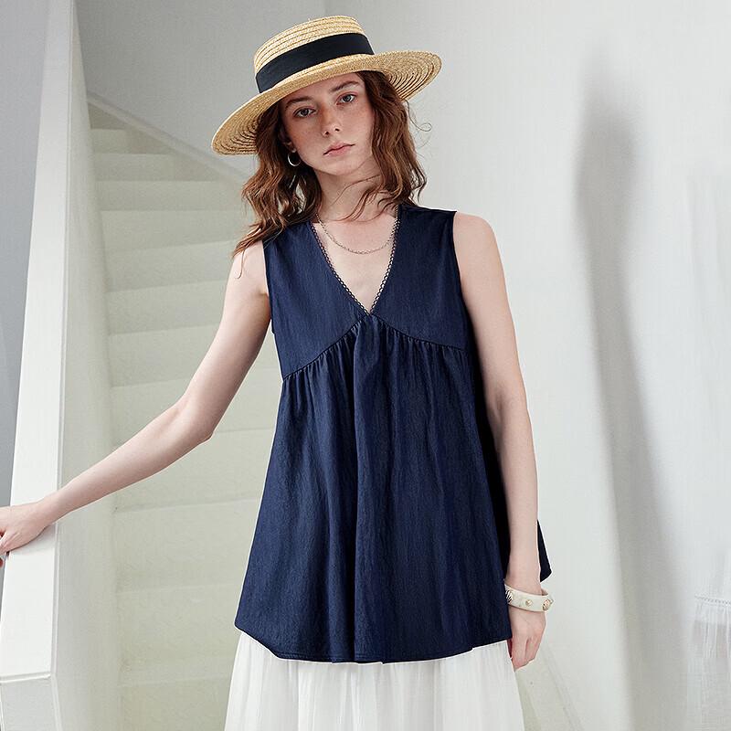 Chuyu Women's 2026 Summer Sleeveless Pleated Babydoll Blouse