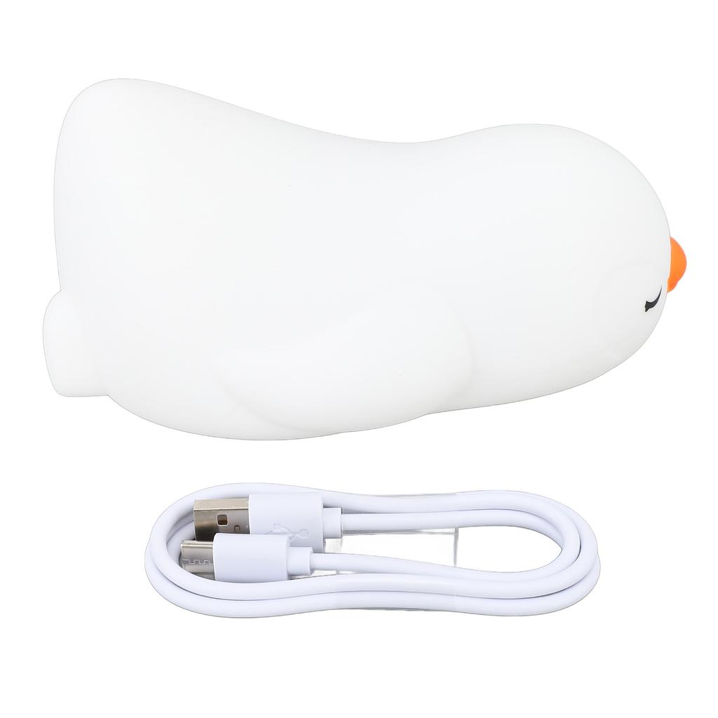 Cartoon Penguin Night Light Silicone Soft USB Rechargeable Adorable Skin Friendly Colorful LED Night Lamp for Nursery