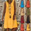 Women Summer Solid Color Sleeveless V Neck Dress Vest