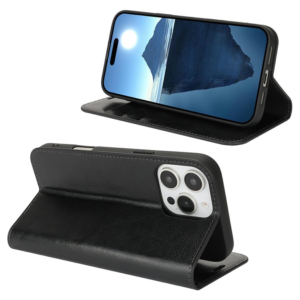 For iPhone 16 Pro Max Case Crazy Horse Texture Split Leather Wallet Phone Cover