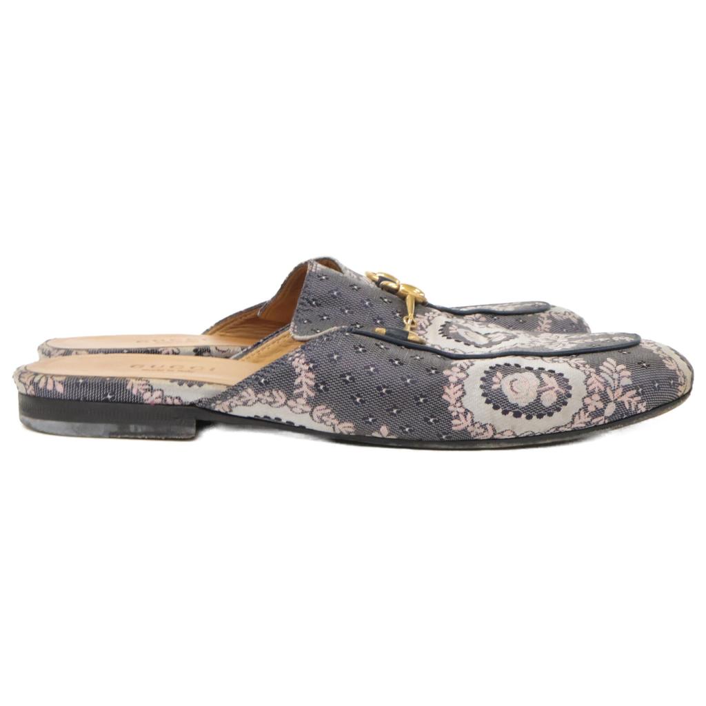GUCCI 423514 Princetown Horsebit Slippers/Sandals shoes 36 Navy systemUsed