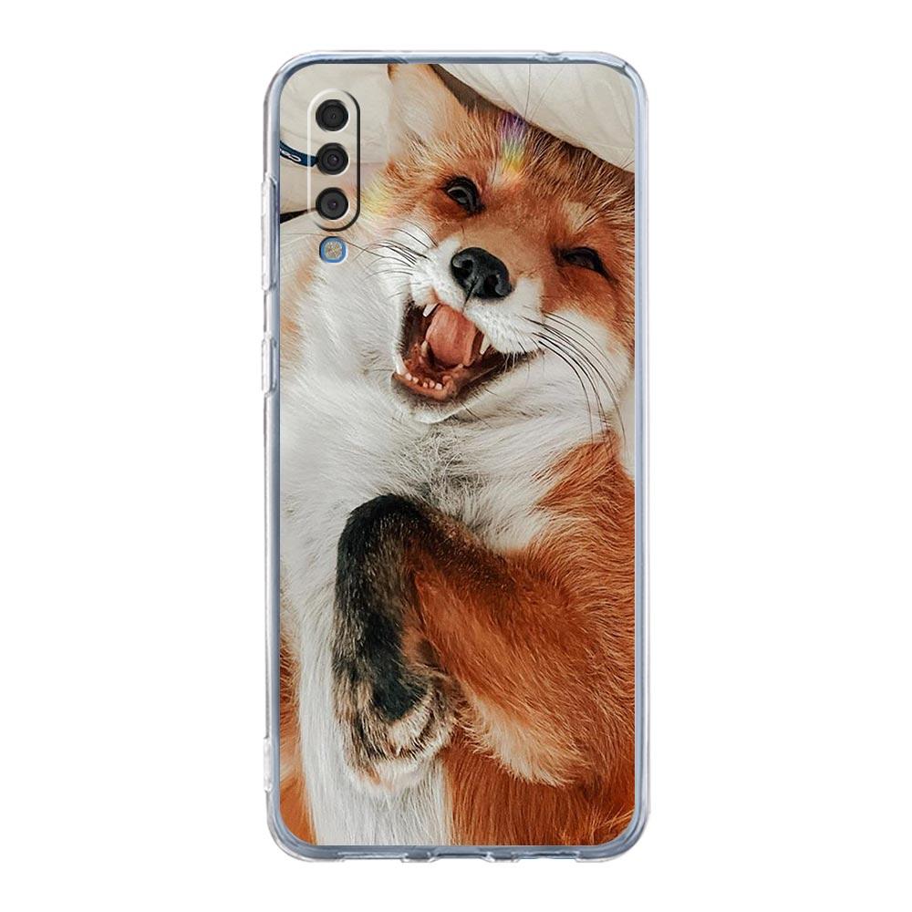 Cute Red Fox Gift Phone Case For Samsung Galaxy A52 A50 A70 A30 A40 A20E A10 A10S A20S A02S A04s A12 A22 A32 A72 5G Clear Cover