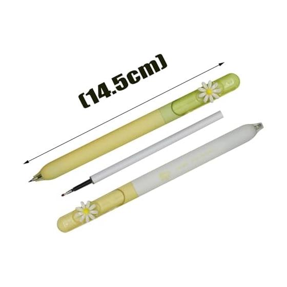 Set of 4 Daisy Flower Ballpoint Pens, 0.5mm Black Ink, Smooth Writing Gel Pens, Cute Stationery for Students, Journaling, Office Use, Kids, School