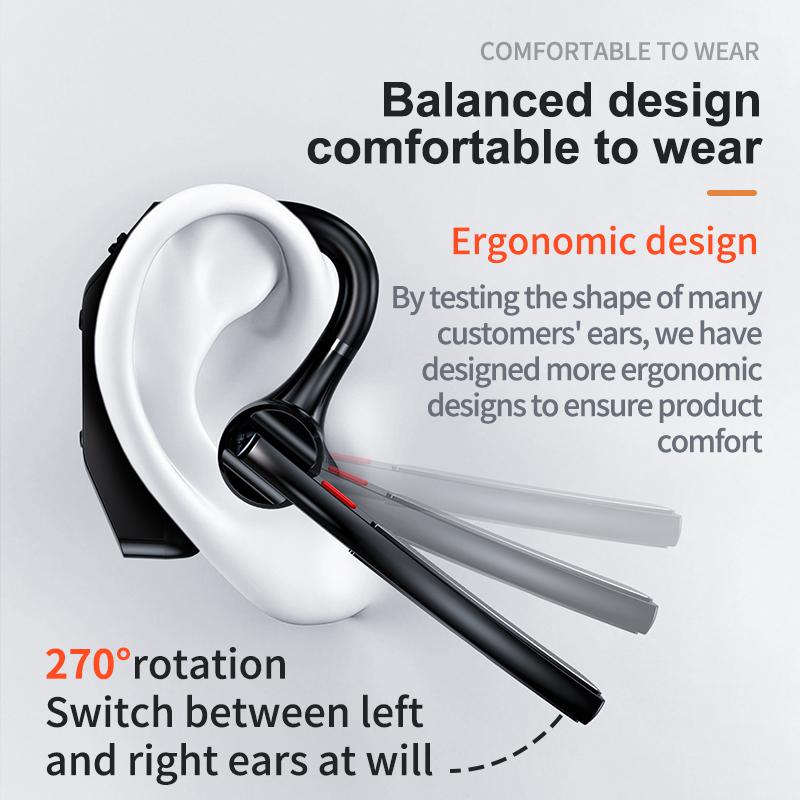 Bluetooth Business Earphones Talk/Music Time 20/30 Hours LED Digital Display With MlC Noice Cancelling Wireless Headset