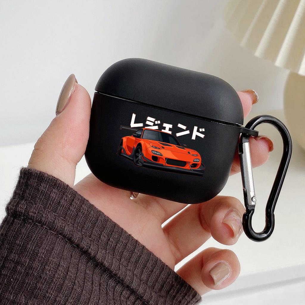 JDM Tokyo Drift Sports Car With Hook For Airpod Pro 3 Pro2 Black Protective Cover Soft Case for Apple Airpods 2 1 Earphone Cases