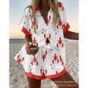 Conjunto de pantalones cortos de playa y camisa de manga corta para mujer, multicolor, vida marina, ocio, vacaciones, conjunto de dos piezas