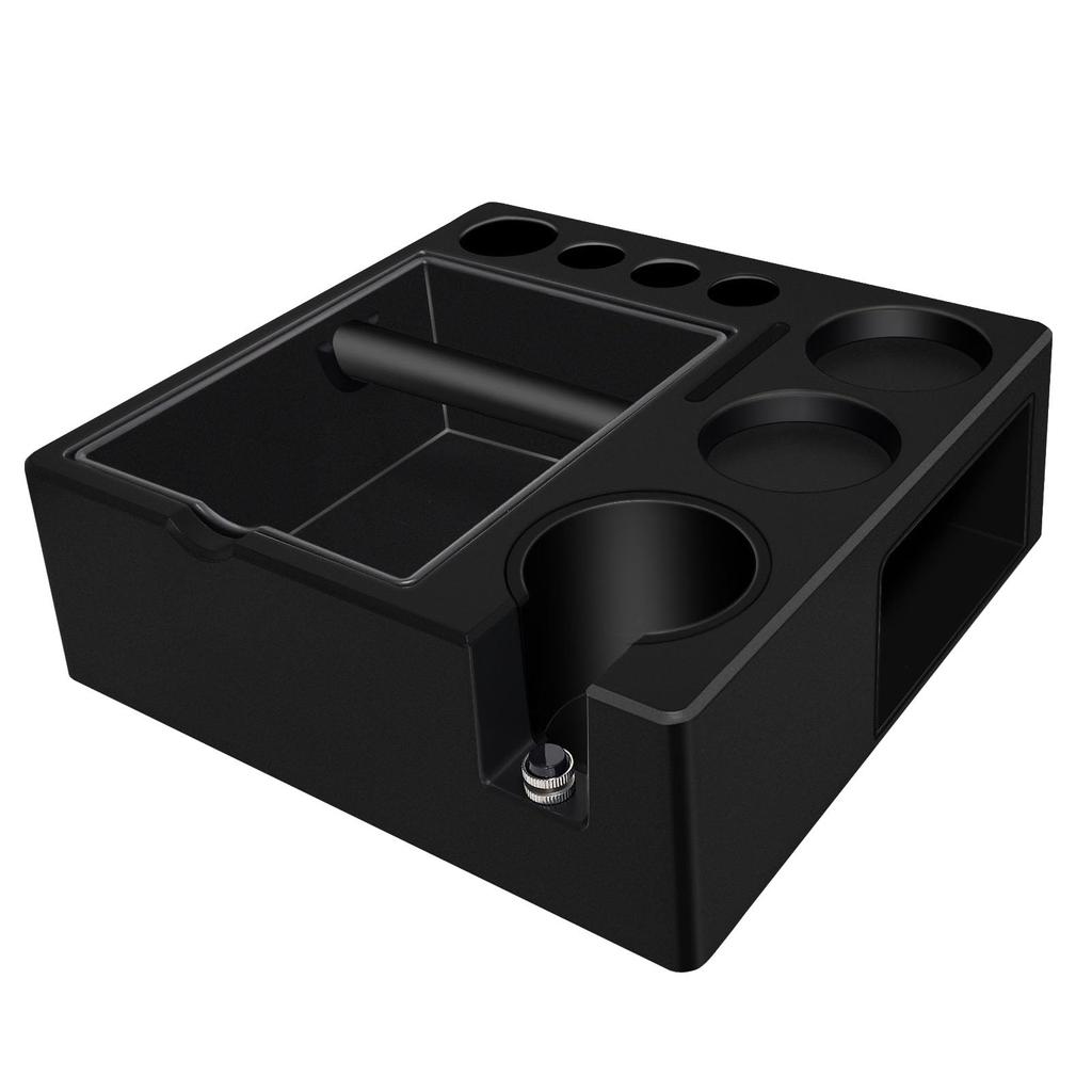 Espresso Knock Box, Espresso Accessory Organizer Box, 51mm-58mm Tamping Station Base, 9-in-1 Storage, ABS Material, Espresso Tamper Mat, Tamper