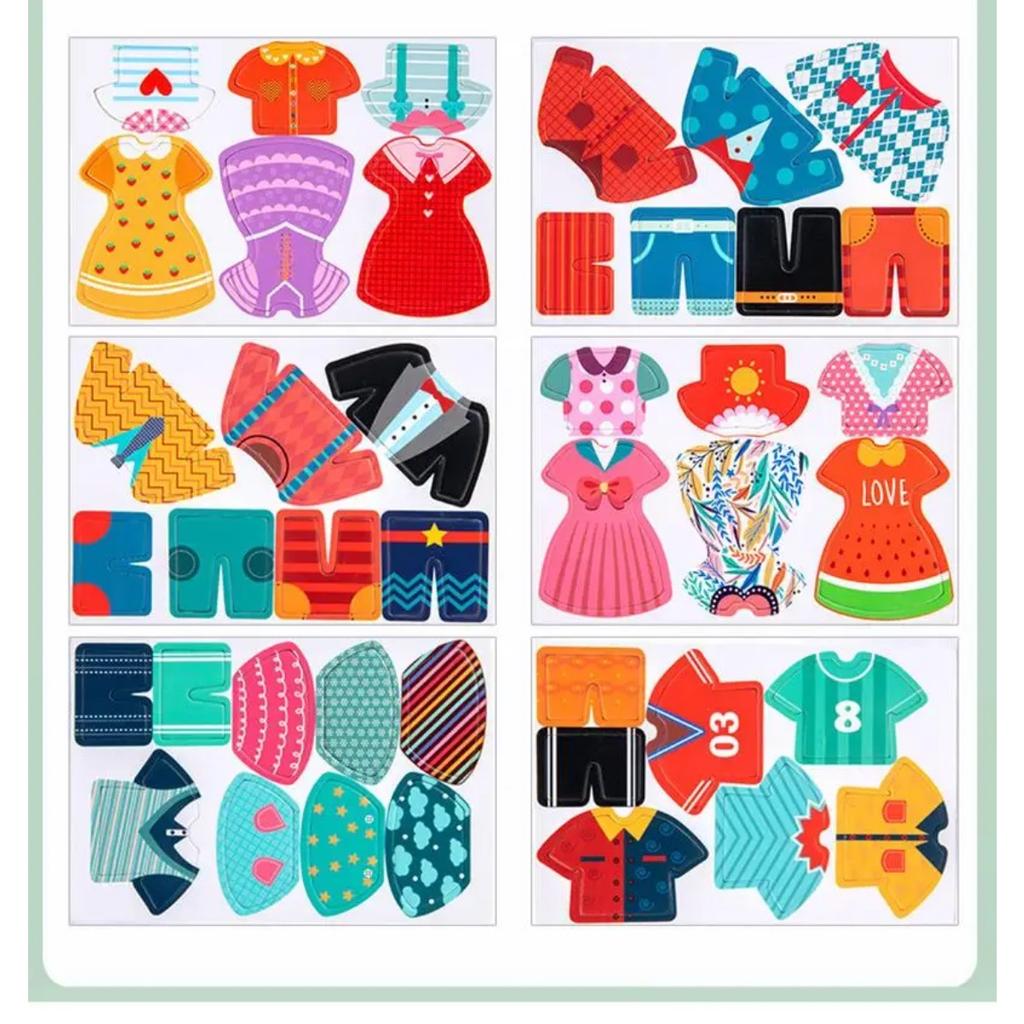 Wooden Kids Clothes Drying Dress-Up Puzzle Jigsaw Montessori Games Toys Thinking Games Educational Matching Sorting Toys Gifts