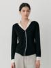 Le Studio Open Collar Knit Cardigan (Bk)