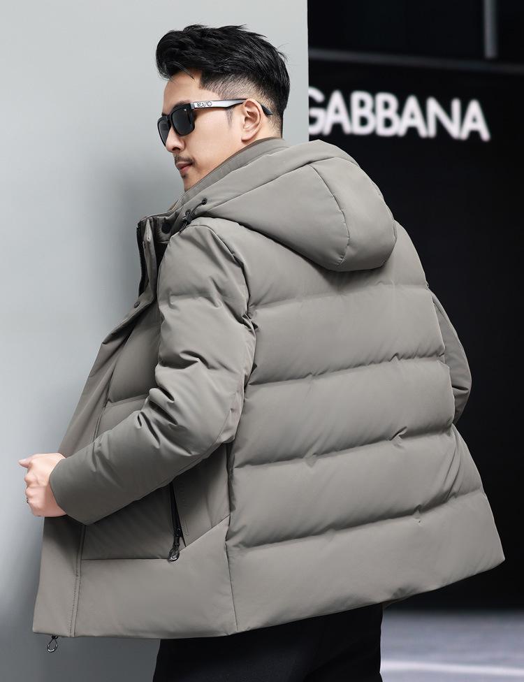 Men's Winter Down Jacket with Detachable Hood - Thick, Warm Business Casual Outerwear for Middle-Aged and Elderly.