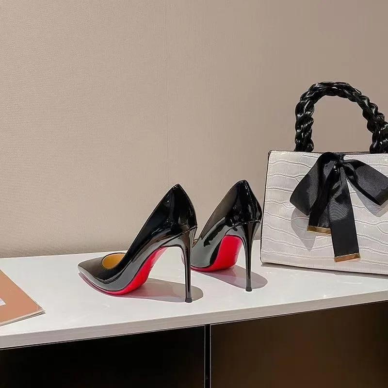 

Women s High Heels Patent Leather Single Shoes Sexy Party Shoes Women s Dresses Slim High Heels 7-10CM Stiletto Pointed Toe Shoe 34