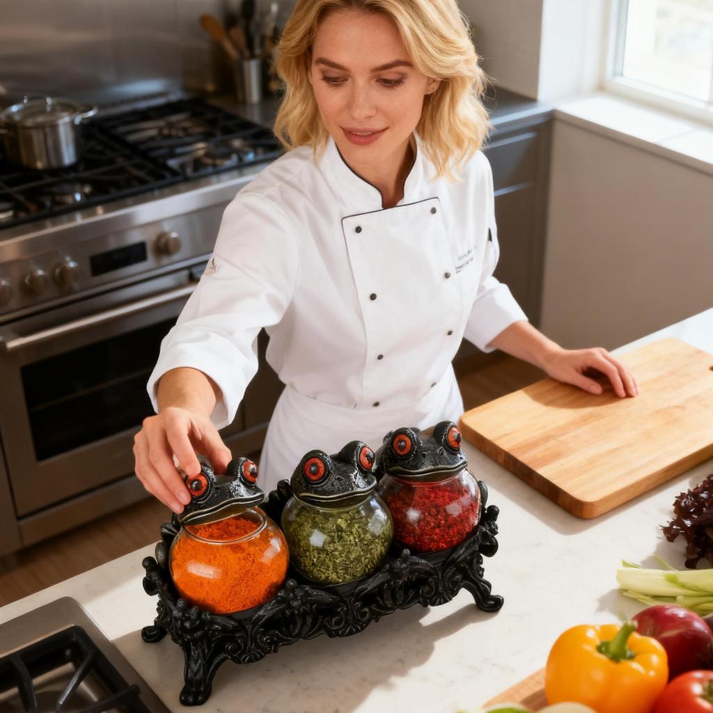Gewürzgläser Froschdesign Salz Pfeffer Aufbewahrungsdose Apothekerglas mit Deckeln für Speisekammer Schrank Arbeitsplatte Lebensmittel Kochen