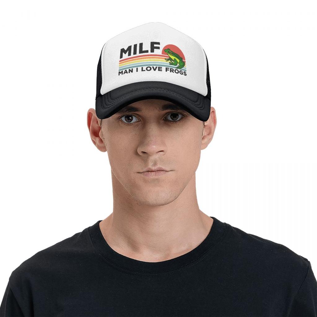 Spersonalizowany Milf Man kocham żaby czapka z daszkiem kobiety unisex regulowany LGBT Gay Pride czapka typu Trucker Streetwear czapki z daszkiem