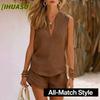 Tute casual da donna senza maniche con scollo a V