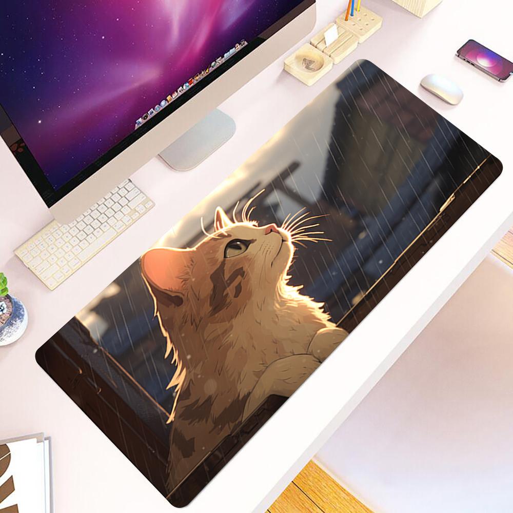 Cute Cat Natural Rubber Laptop Carpet XXL Mice Pad Custom HD Large Home keyboardpad MousePad 80x30CM Lock Edge Large Mousepad