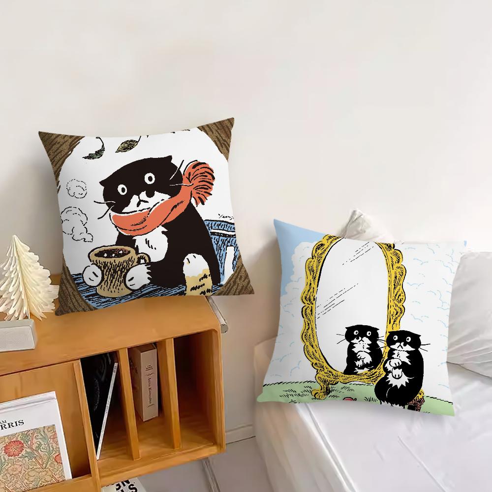 Art Aesthetic Y-eonju Choi cute cat cushion cover Pillow Cover Home Sofa living Decoration Room Office Car Nordic Simplicity