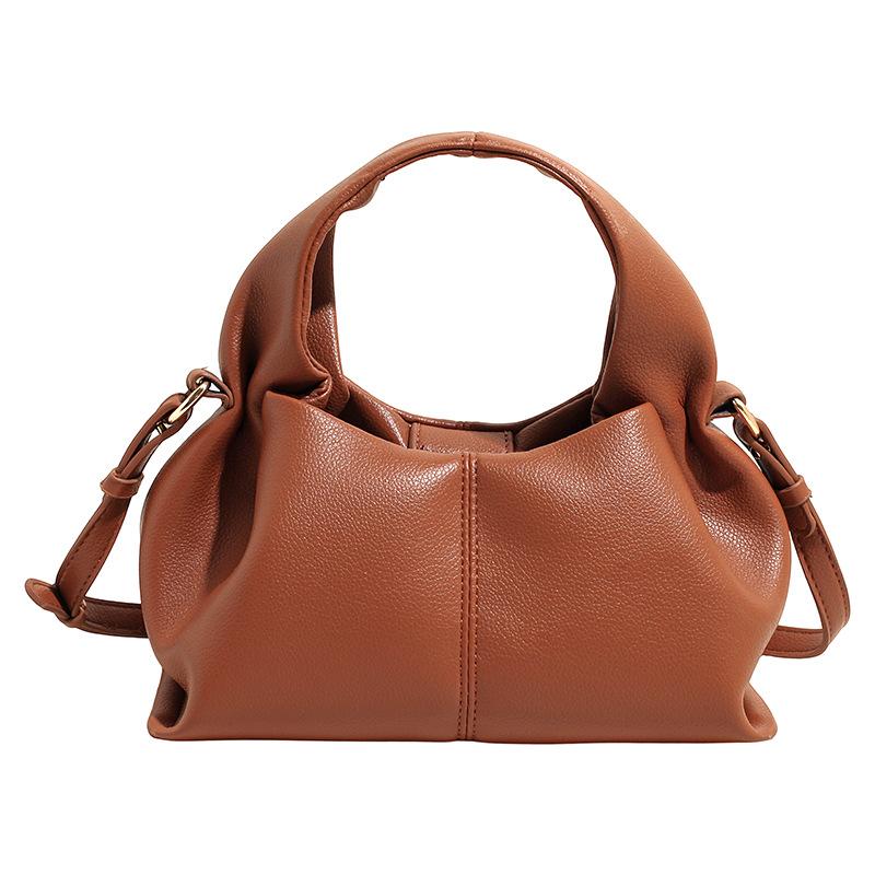 Hot Selling Women's Bags, Cloud Bags, Lychee Patterned Soft PU Handbags, Fashionable and Versatile Solid Color Single Shoulder Crossbody Bags