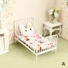 1Set 1:12 Dollhouse Iron European Bed Mini Cradle with Mattress Cushion Ornaments Miniature Furniture Bedroom Decor Toy