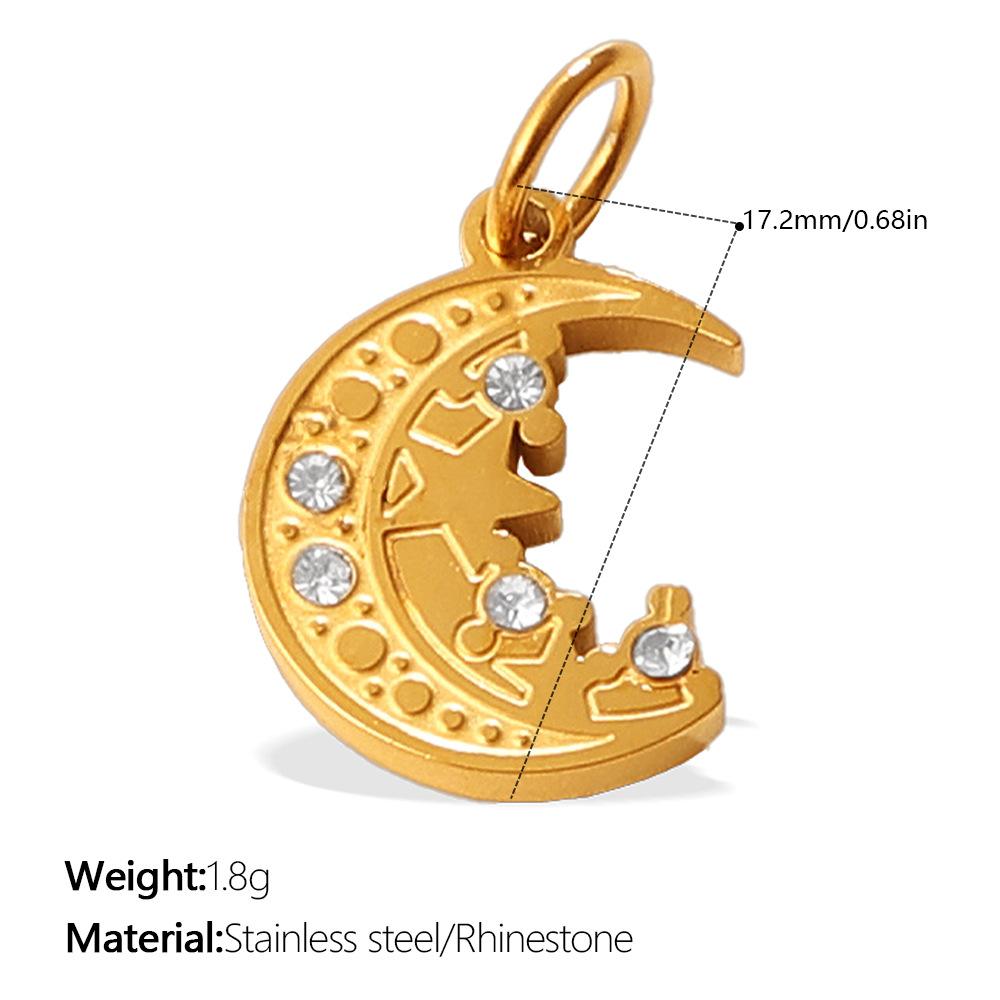 Niche Gold Star Moon Sun Planet Pendant Fashion Versatile Oil Drip Diamond Personalized Accessories