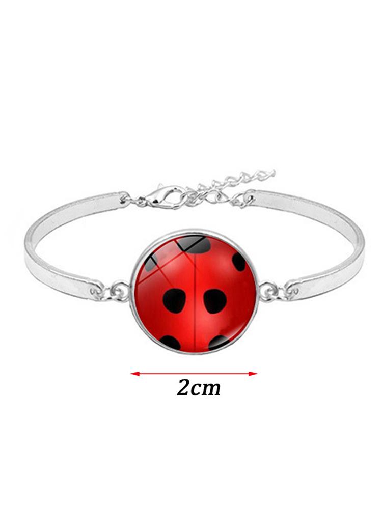 1 Set Cute Red Ladybug Necklace, Bracelet & Earrings Set For Women