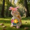 Statue de Jardin Lapin Figurine Lapin en Résine avec Papillon Art de Jardin Imperméable pour Patio Balcon Pelouse Pendaison de crémaillère Cadeaux d'Anniversaire pour Maman Grand-mère Femmes