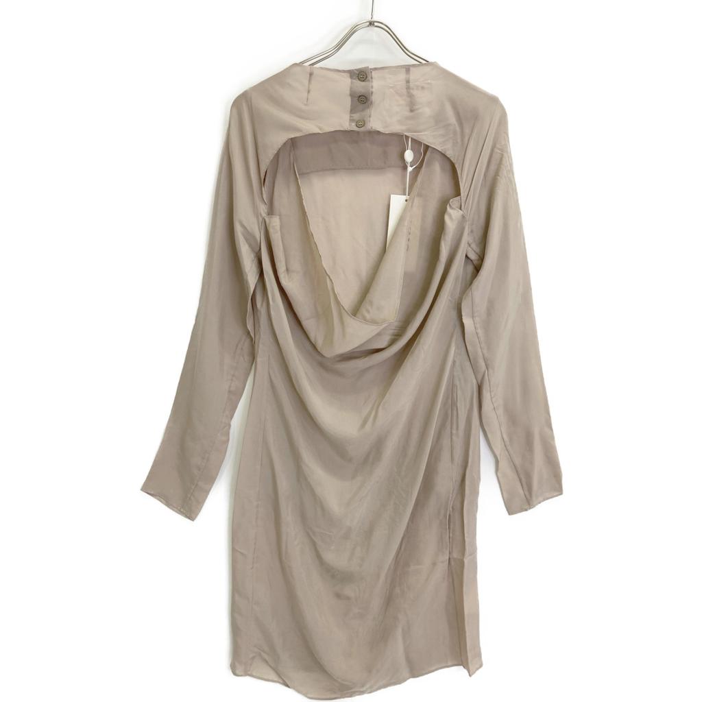 MM6 12Stainless Steel S32CT0363 Backless Cupra One Piece Dress Dress 40 beigeUsed
